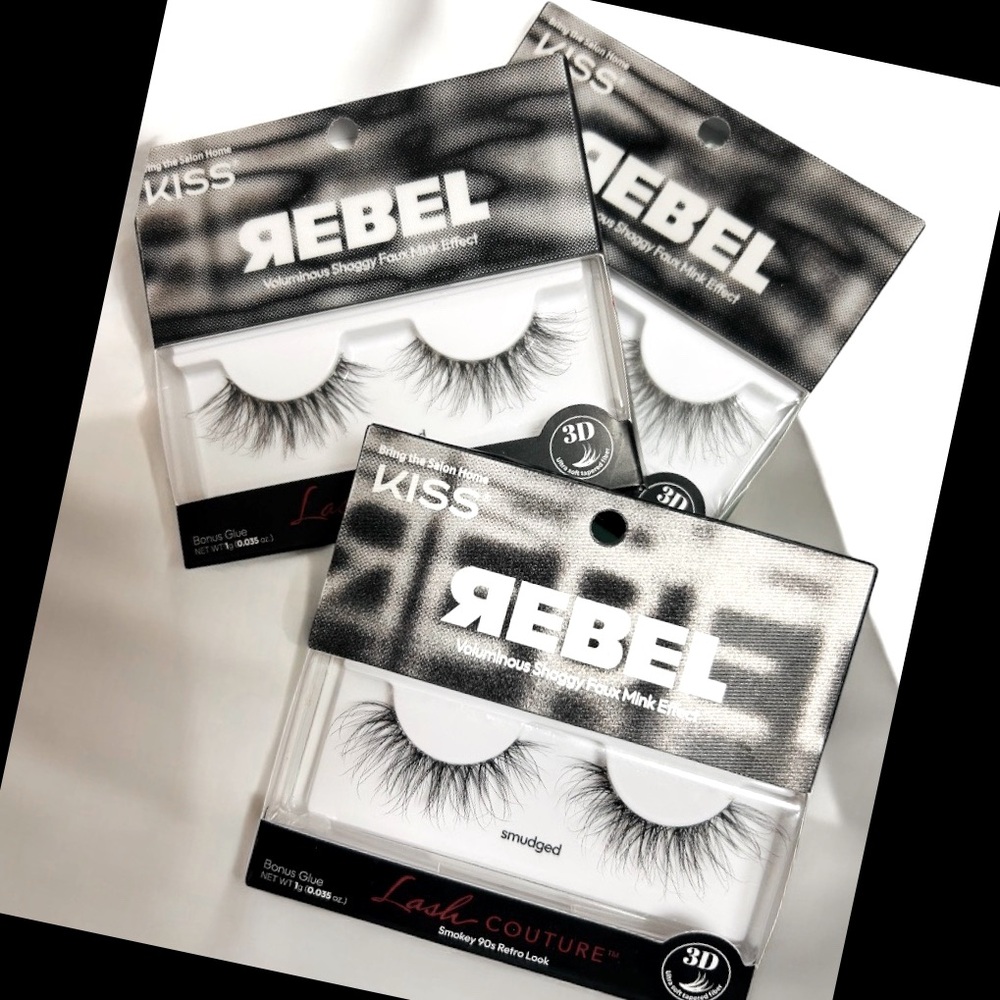 KISS Lash Couture Rebel Voluminous Shaggy Faux Mink Effect-3D Smudged-3 Box Set